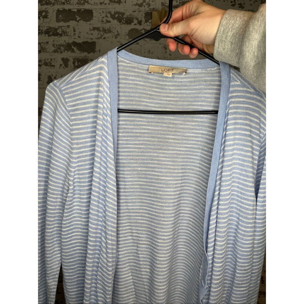 Loft | women blue and white striped cardigan sweater